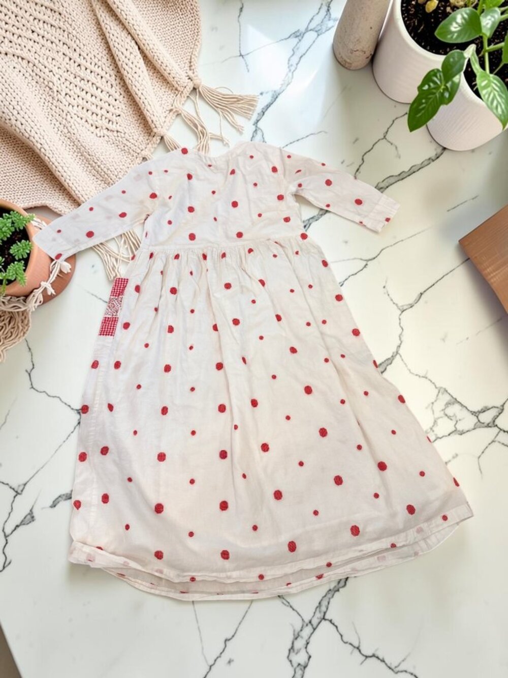 Bombay Paisley by Westside Red Pure Cotton Midi Dress Size Small Pockets - Picture 6 of 12